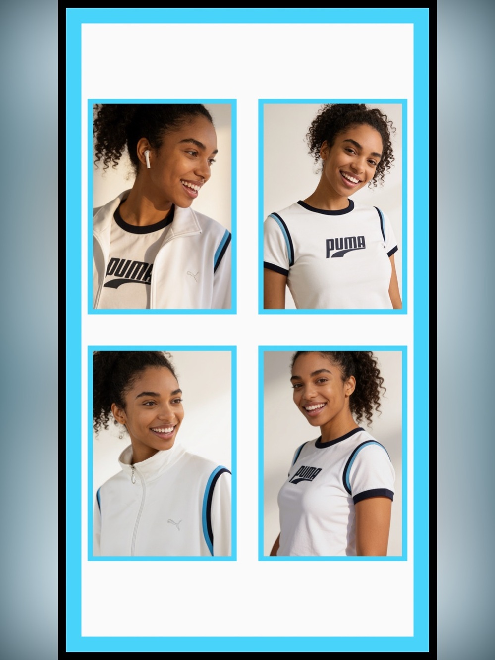 Puma Women’s Track Jacket + T-Shirt Set | White/Blue/Black | Medium - Picture 12 of 13